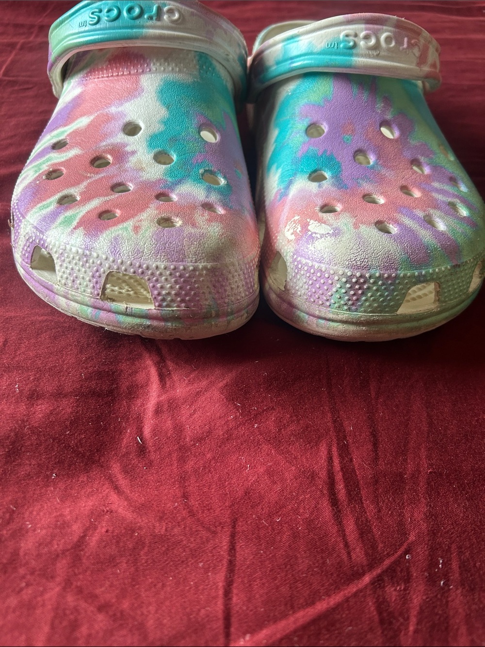 CROCS Classic Clog Mules in Pink, Purple & Blue Tie-Dye - Picture 7 of 7